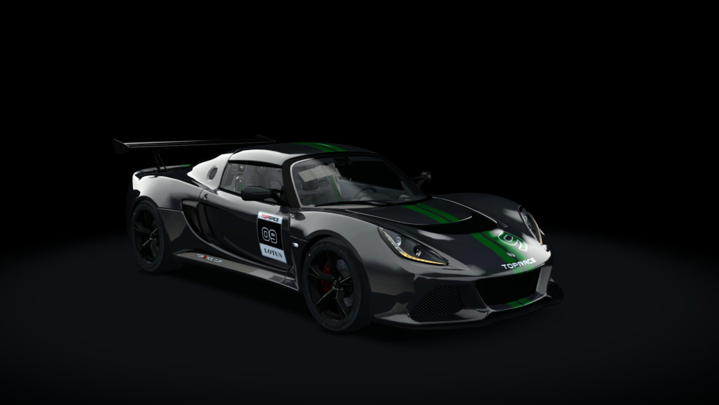 Lotus Exige CUP P2P, skin 09_Titanium_GreenStripes